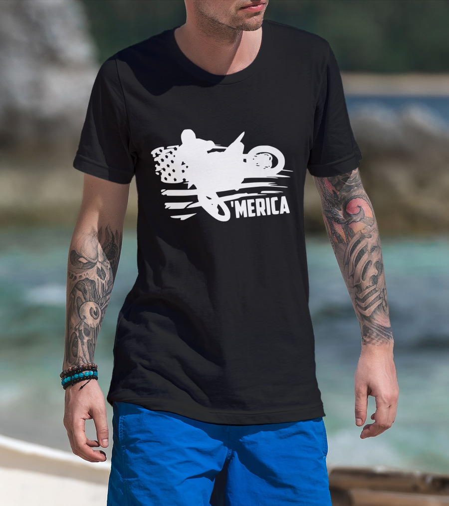 American Flag Dirt Bike 'Merica T-Shirt