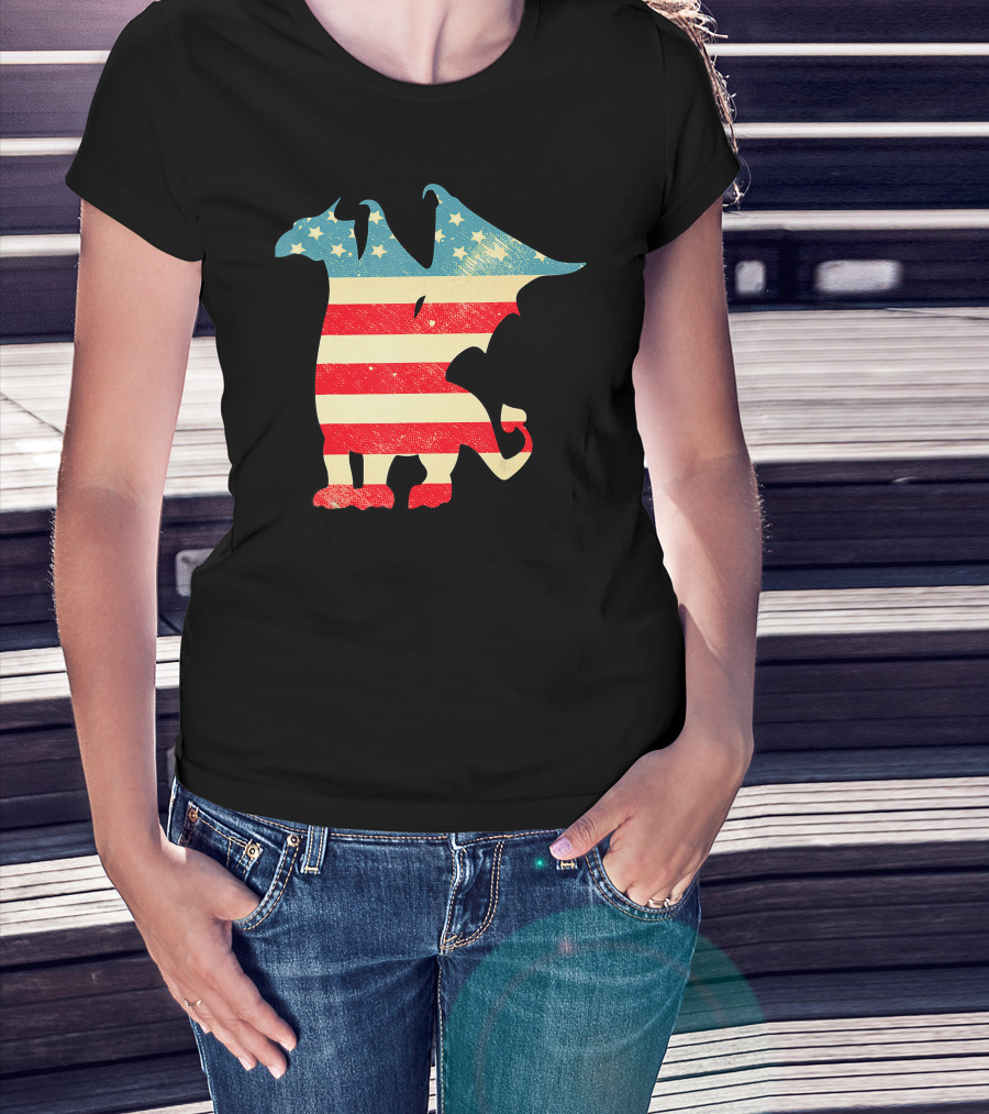 American Flag Vintage Dragon T-Shirt
