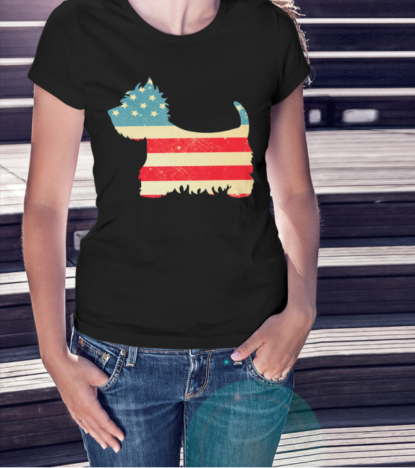 American Flag Vintage Westie T-Shirt