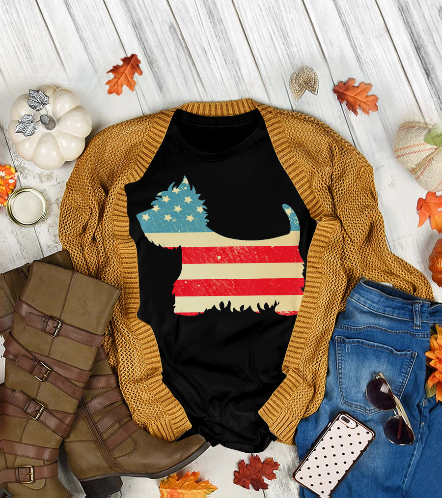 American Flag Vintage Westie T-Shirt