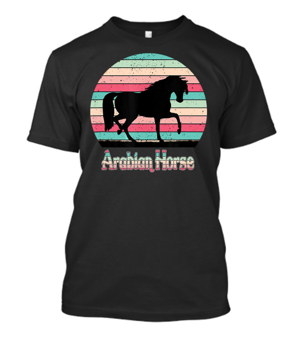 Arabian Horse Vintage Silhouette Sunset Stripes T-Shirt