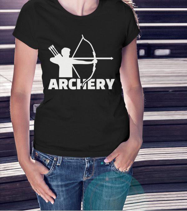 Archery Archer Silhouette Drawing Bow And Arrows T-Shirt