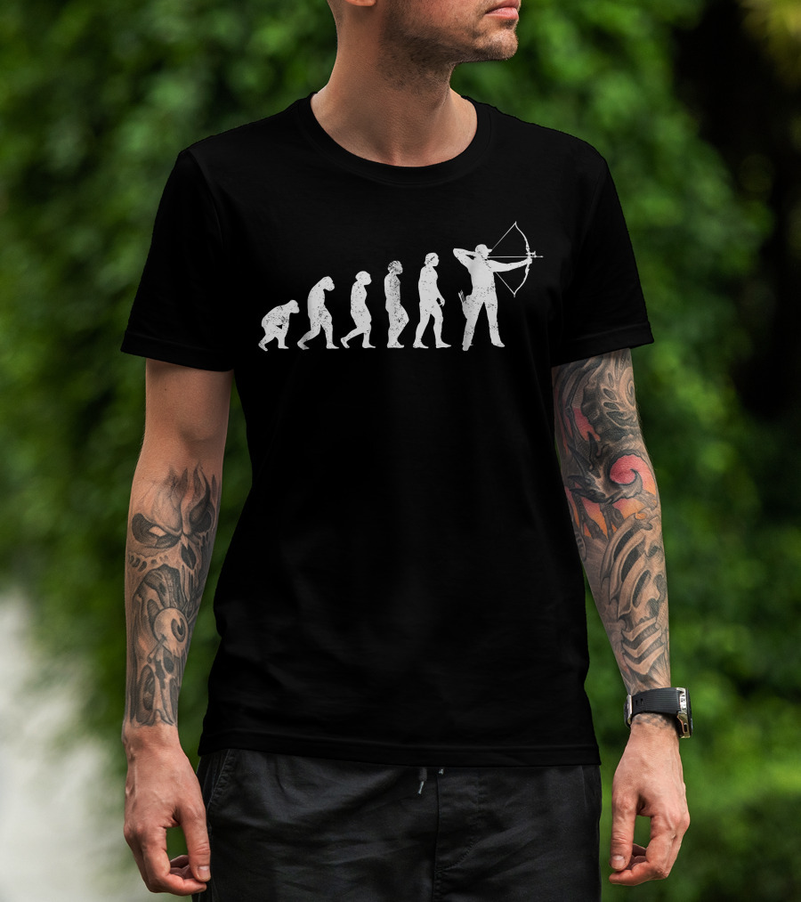 Archery Evolution Human Progression With Bow And Arrow T-Shirt