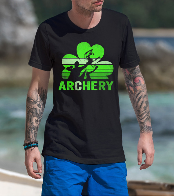 Archery Shamrock St Patrick's Day Bow And Arrow T-Shirt