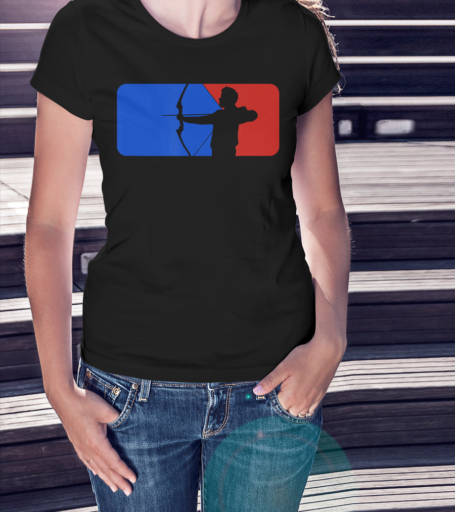 Archery Fans Lovers Bow Arrow Silhouette Red Blue T-Shirt