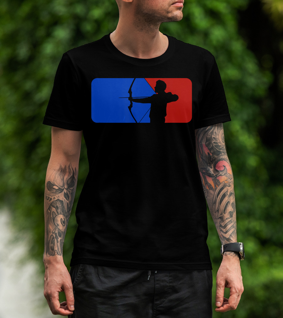 Archery Fans Lovers Bow Arrow Silhouette Red Blue T-Shirt