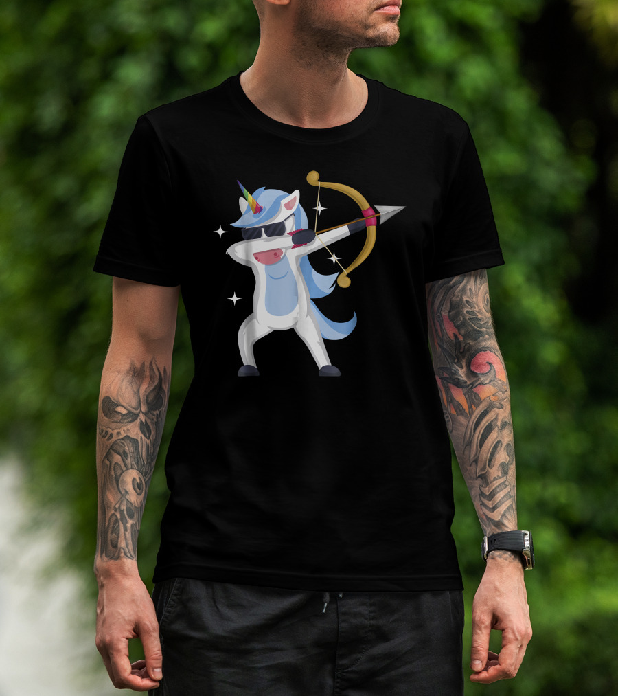 Unicorn Dabbing Archery Magic Arrow Bow T-Shirt