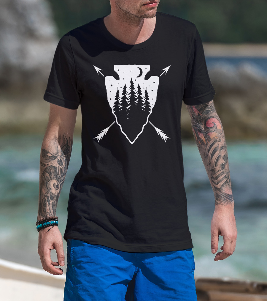 Arrowhead Pine Forest Under Moonlit Starry Sky T-Shirt