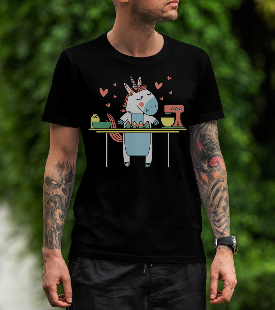 Baking Unicorn Cupcakes With Hearts And Mixer T-Shirt
