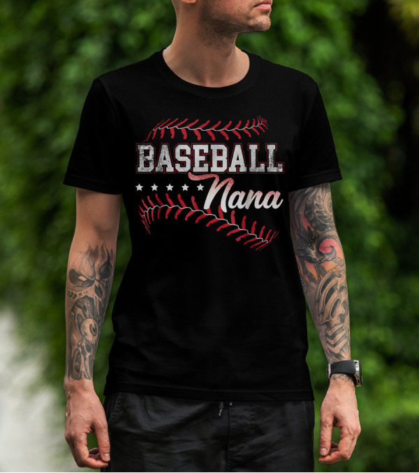 Baseball Nana Baseball Grandma Baseball Stitch T-Shirt