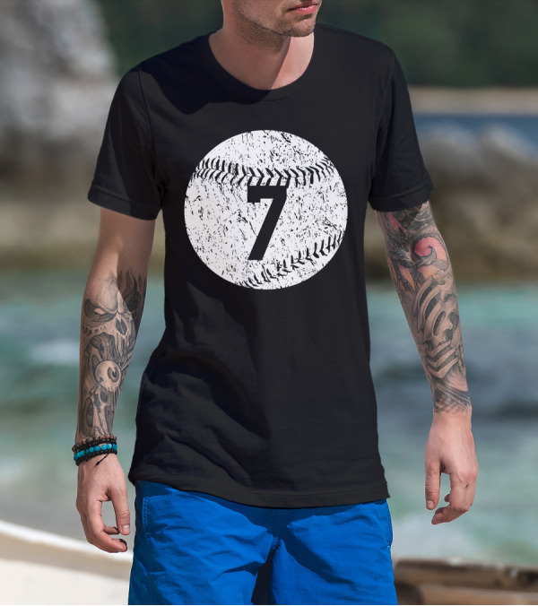 Number 7 Baseball Stitching T-Shirt