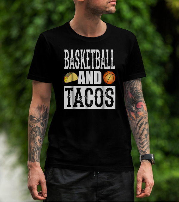 Basketball And Tacos Funny Taco With Taco And Basketball Icons T-Shirt