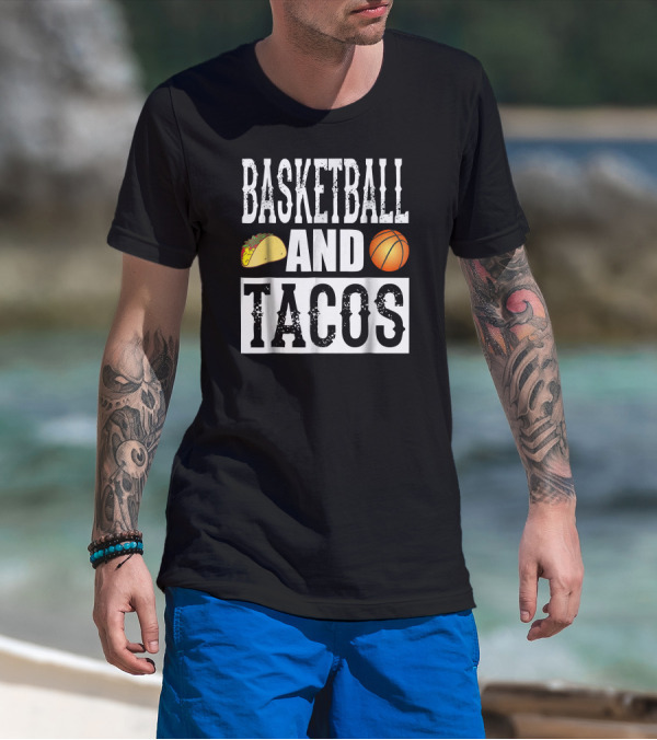Basketball And Tacos Funny Taco With Taco And Basketball Icons T-Shirt