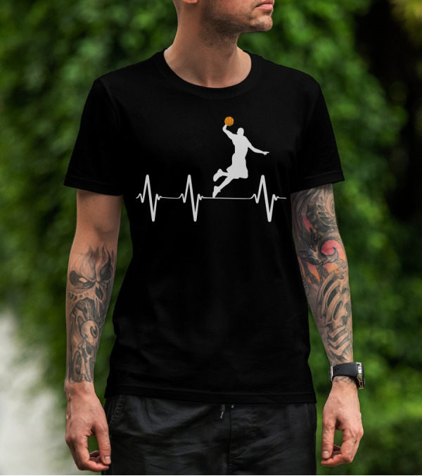 Basketball Dunk Heartbeat Silhouette Pulse T-Shirt