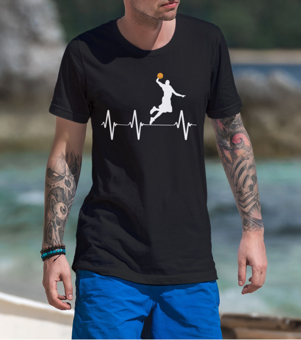 Basketball Dunk Heartbeat Silhouette Pulse T-Shirt