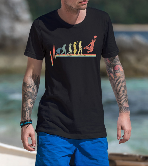 Basketball Heartbeat Dunkin Evolution Stages T-Shirt