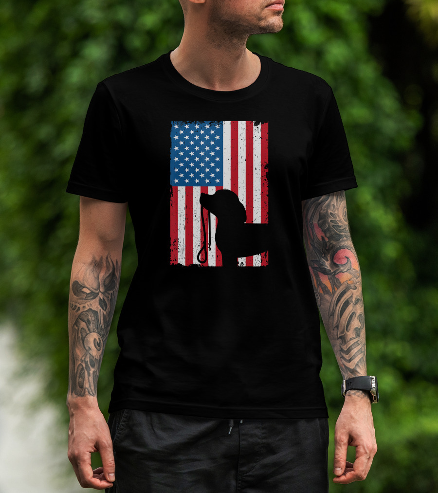 Beagle Silhouette American Flag Patriotic T-Shirt