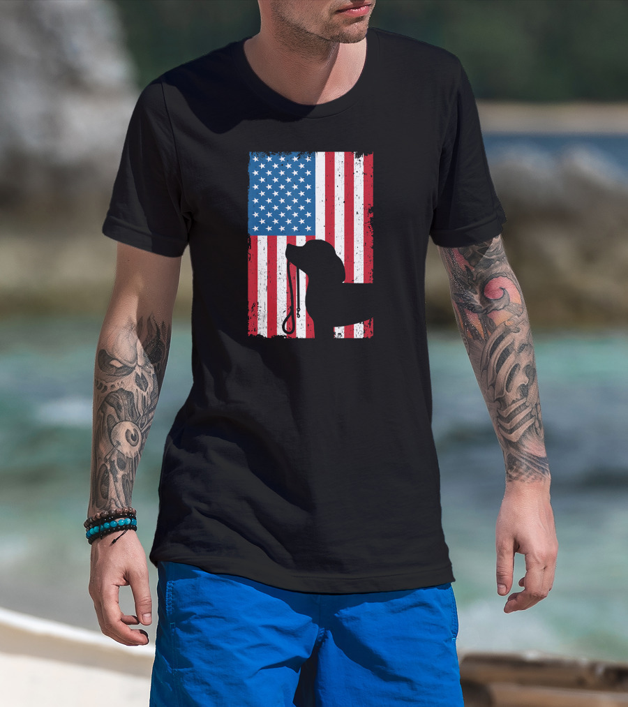 Beagle Silhouette American Flag Patriotic T-Shirt