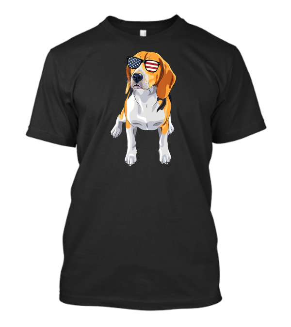 Beagle Wearing American Flag Sunglasses Patriotic T-Shirt