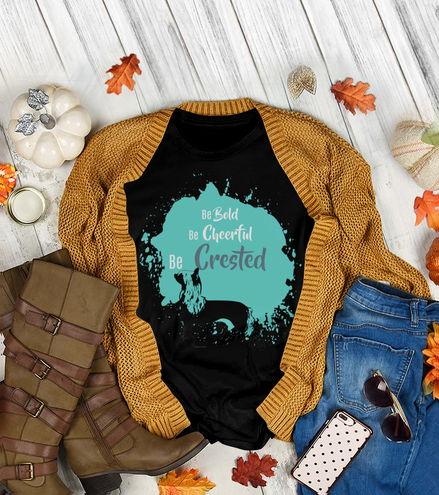 Be Bold Be Cheerful Be Crested with Silhouette on Blue Paint Splash T-Shirt