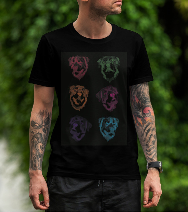 R O T W E I L E R Neon Colorful Pop Art Black T-Shirt