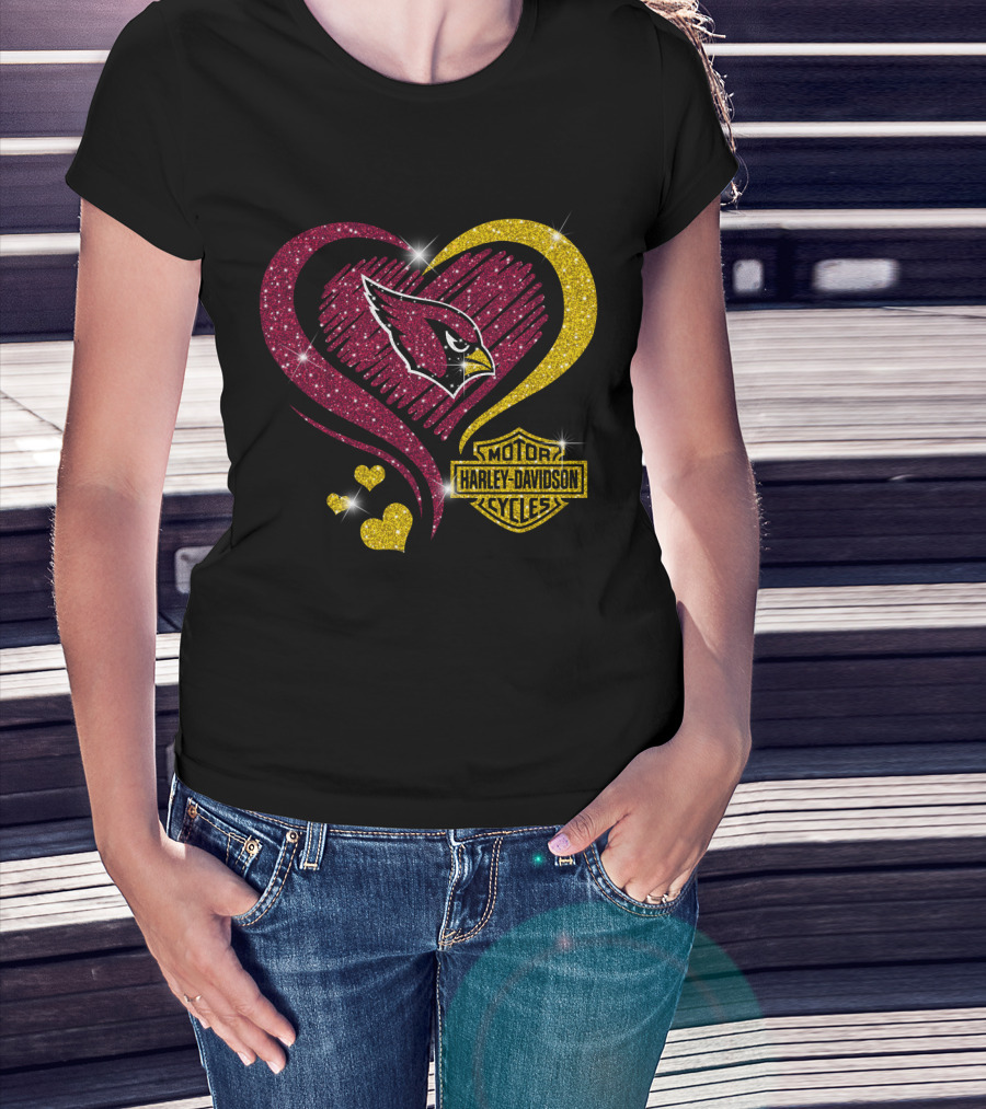Arizona Cardinals Harley Davidson Heart T-Shirt