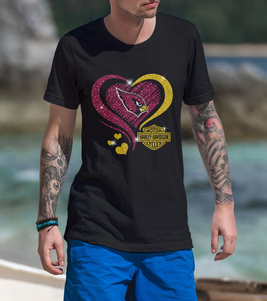 Arizona Cardinals Harley Davidson Heart T-Shirt