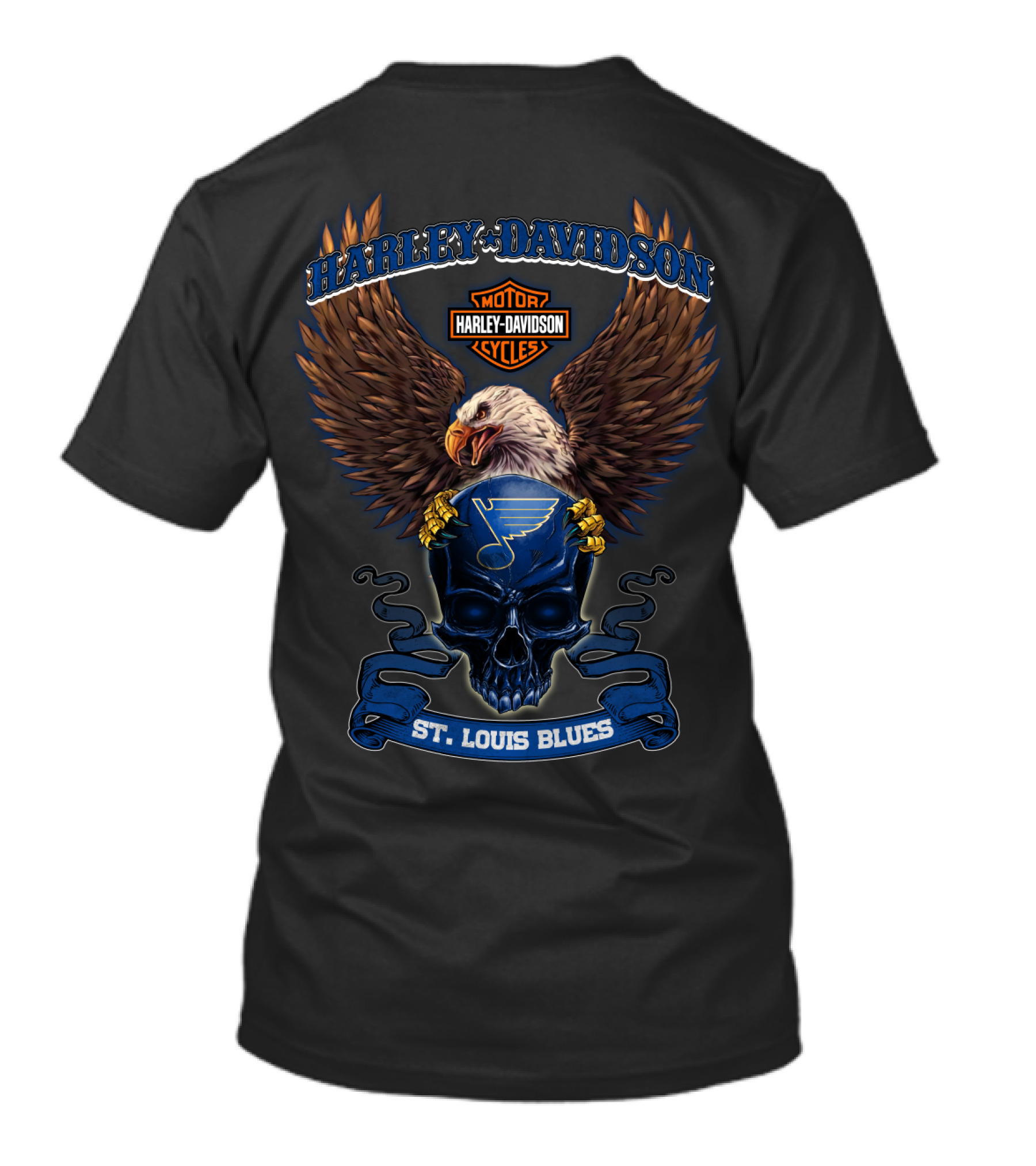Harley Davidson St. Louis Blues Eagle Skull T-Shirt