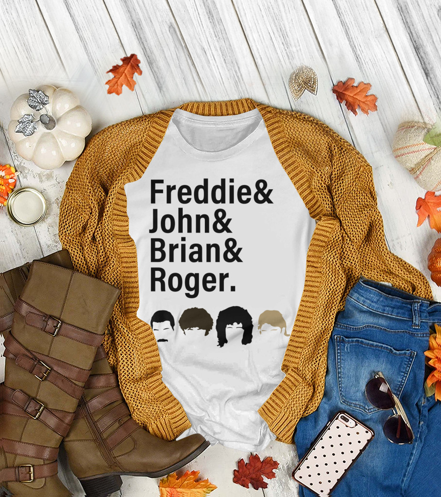 Freddie John Brian Roger Hair Silhouettes Queen Band Members T-Shirt