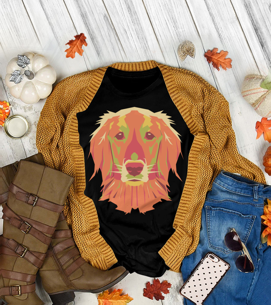 Golden Retriever Geometric Art Doggy T-Shirt