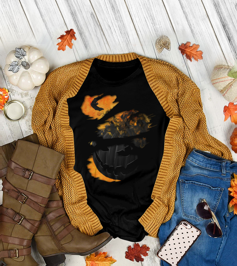Halloween Scary Pumpkin Kuerbis Happy Trick or Treat Moon T-Shirt