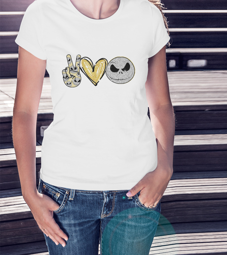 Peace Love Jack Skellington Face T-Shirt