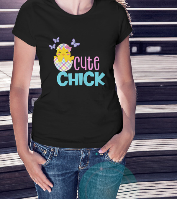 Cute Chick Easter Spring Chickadee Egg Girls T-Shirt