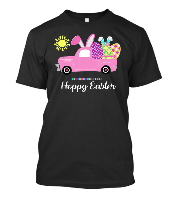 Hoppy Easter Spring Bunny Truck Eggs Sun T-Shirt
