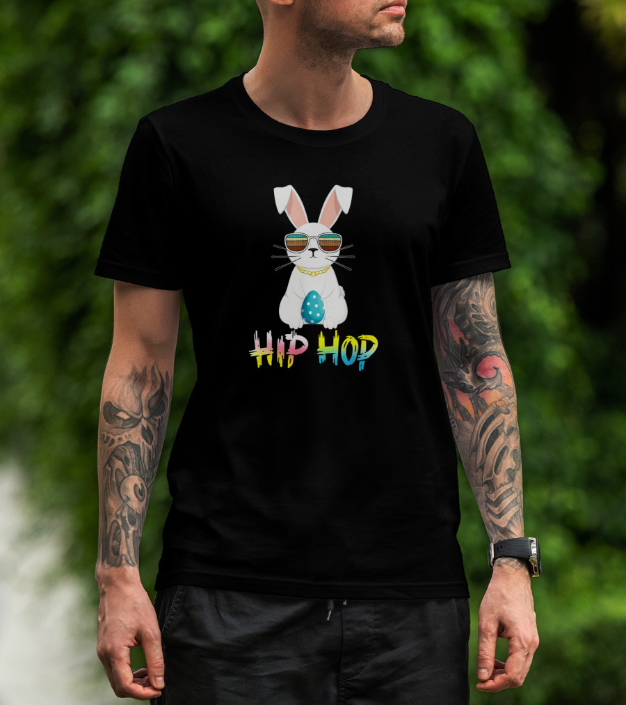 Hip Hop Bunny Easter With Sunglasses And Egg T-Shirt