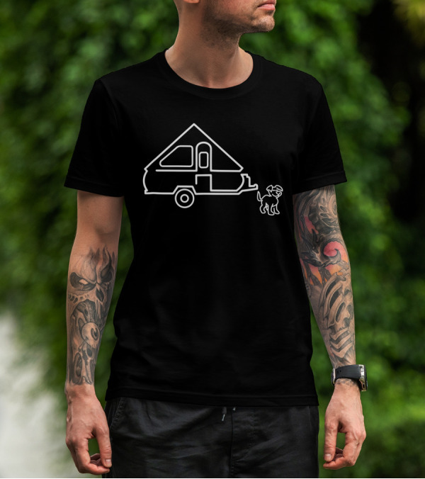 Aliner A Frame Travel Trailer With Dog Outline T-Shirt