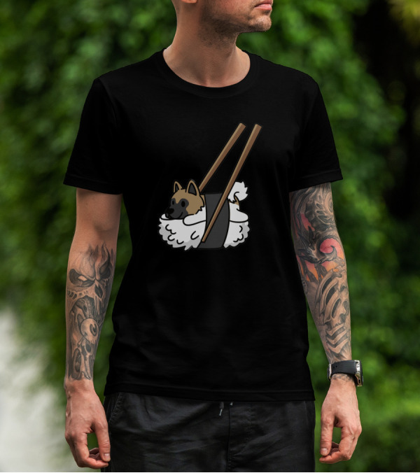 Akita Sushi Roll With Funny Dog Chopsticks T-Shirt