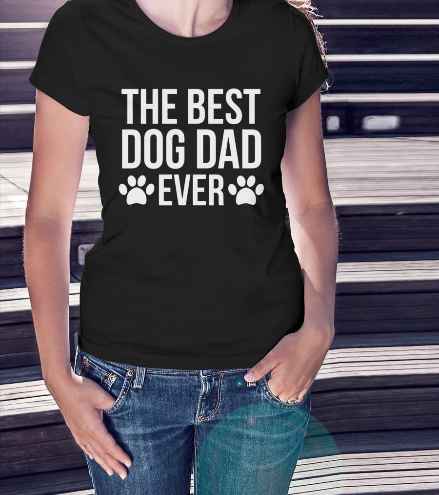The Best Dog Dad Ever With Paw Print Design For Dog Lovers T-Shirt