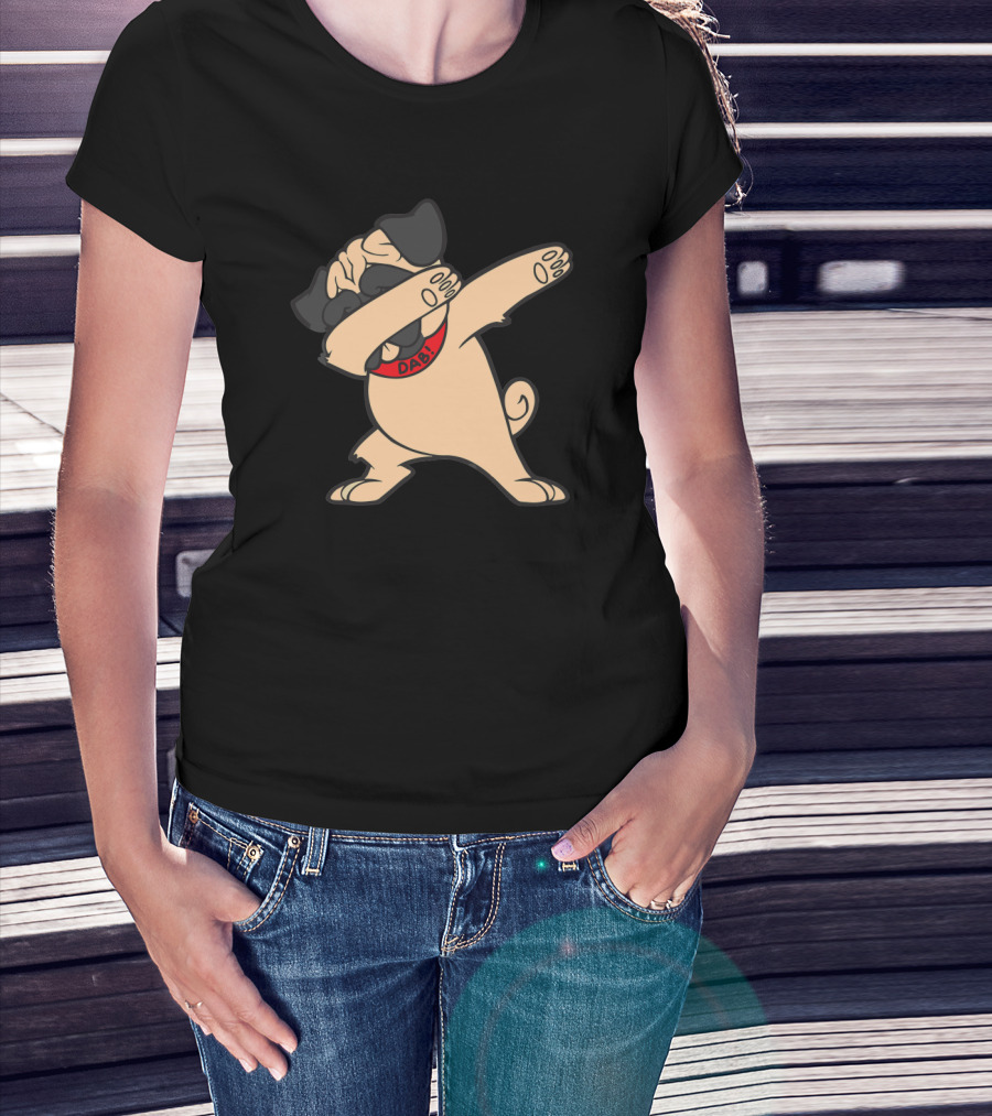 Pug Dabbing Dance Dab Collar Puppy Dog Cool T-Shirt