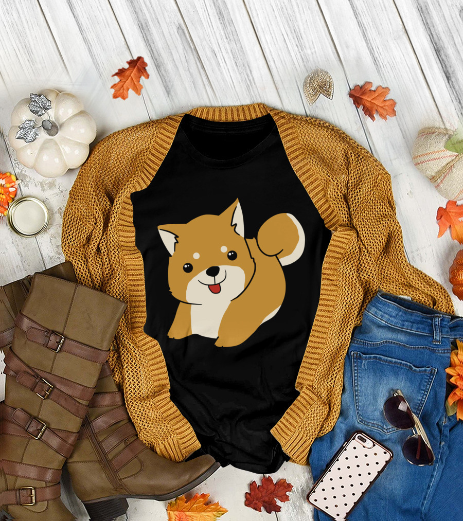 Chibi Dog Illustration Cute Shiba Inu T-Shirt