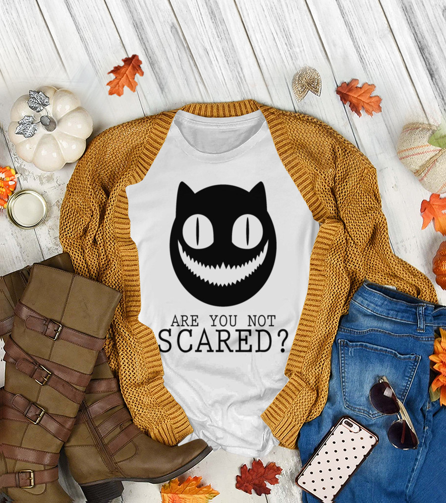 Are You Not Scared Halloween Cat Pumpkin T-Shirt