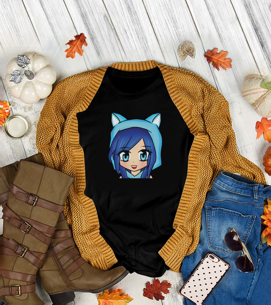 ItsFunneh Blue Anime Character with Cat Ears T-Shirt