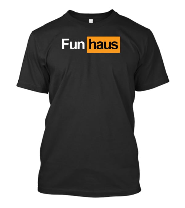 Funhaus White And Orange Text T-Shirt