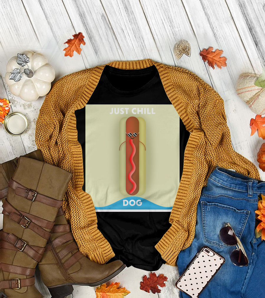 Just Chill Dog Sunglasses Hot Dog Wave T-Shirt