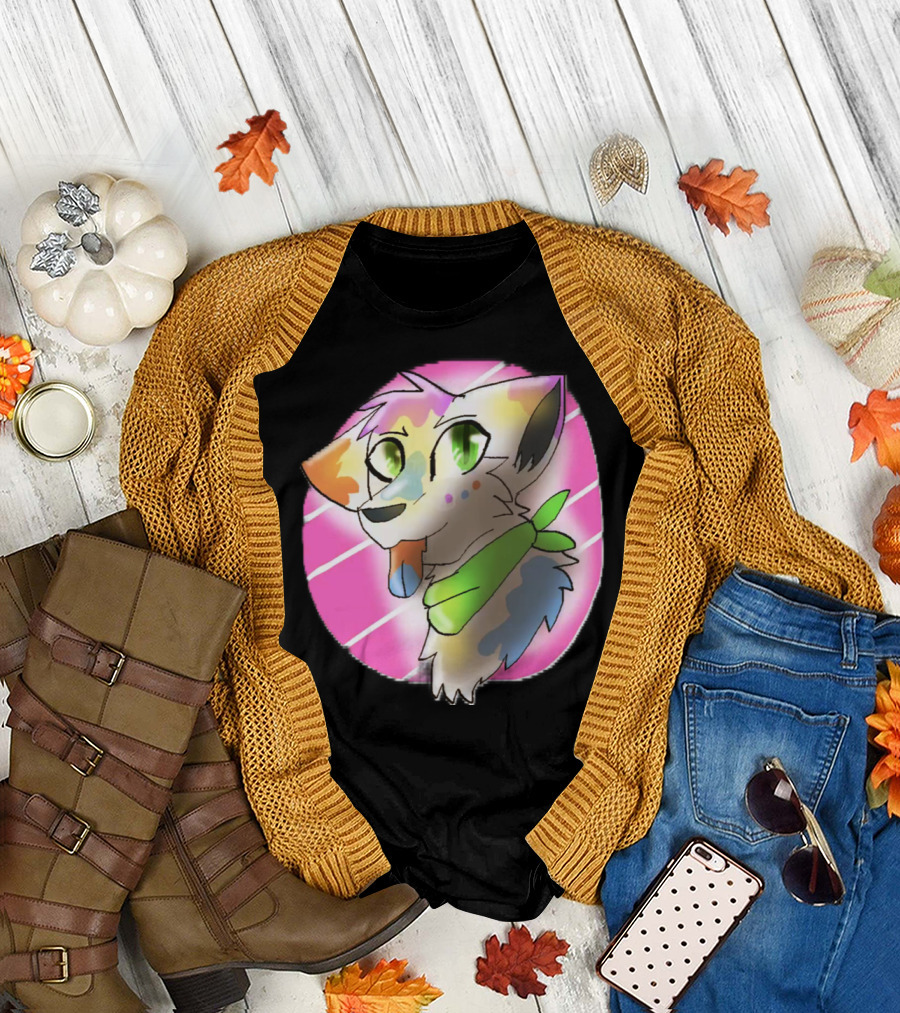 Slushie the Dog Colorful Bandana Illustration with Neon Background T-Shirt