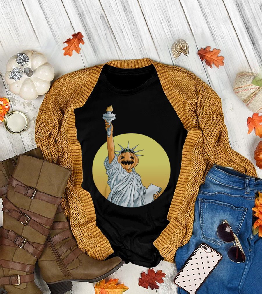 Halloween Pumpkin Statue of Liberty T-Shirt