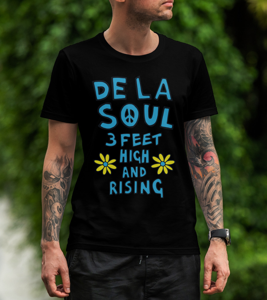 DE LA SOUL 3 Feet High And Rising With Peace Sign And Yellow Flowers T-Shirt