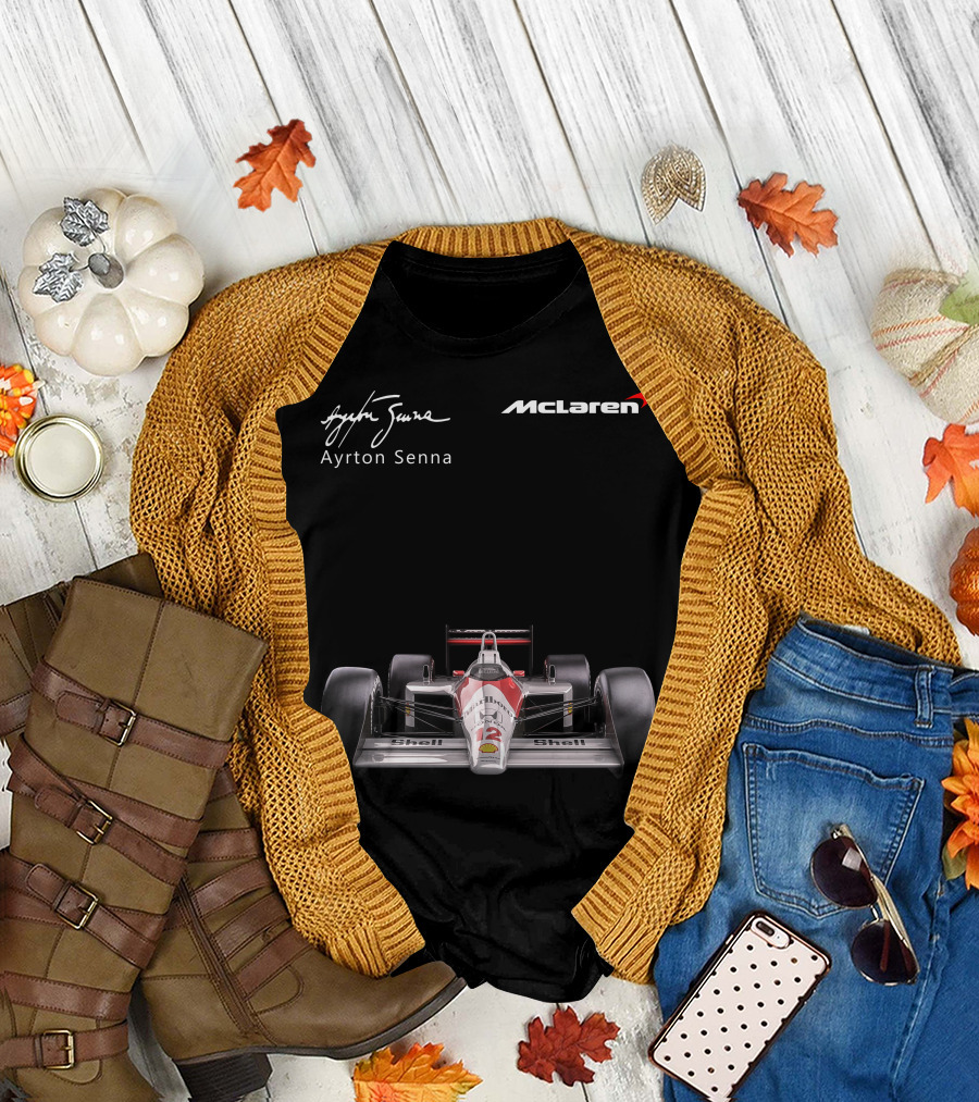 Ayrton Senna McLaren MP4/4 F1 Shell Racing Car T-Shirt