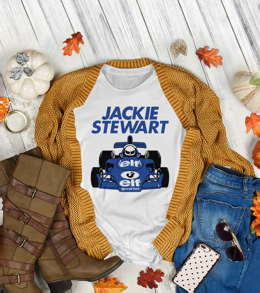 Jackie Stewart Tyrrell Ford Elf Racing Car T-Shirt
