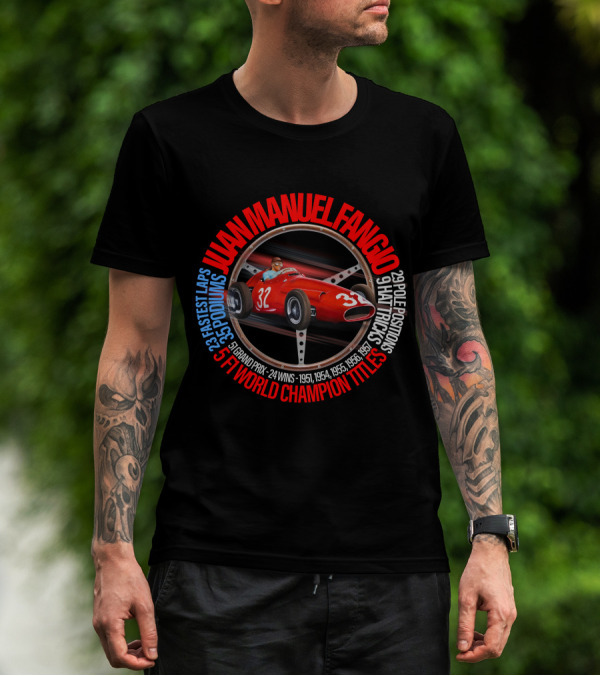 Juan Manuel Fangio 5 F1 World Champion Titles 24 Wins 1951 1954 1955 1956 1957 T-Shirt
